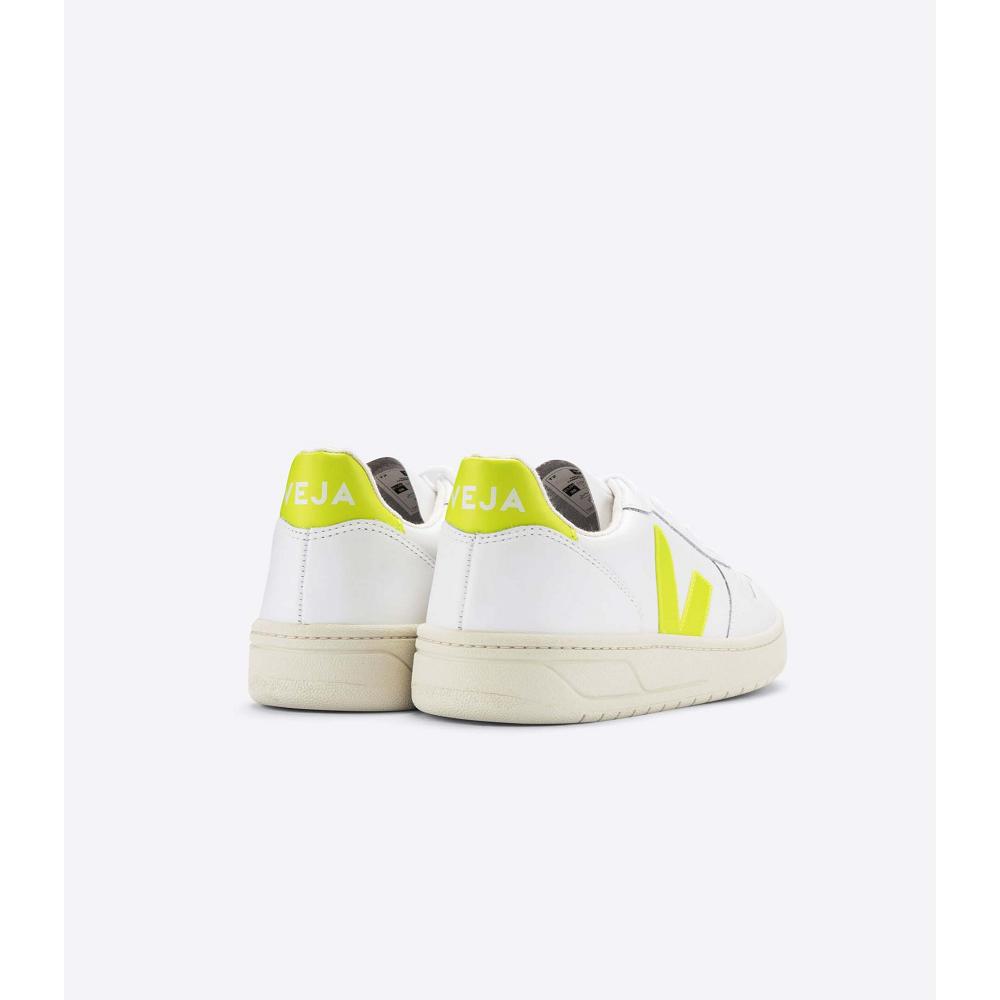 Veja V-10 LEATHER Women's Sneakers White/Mint | NZ 647HAP